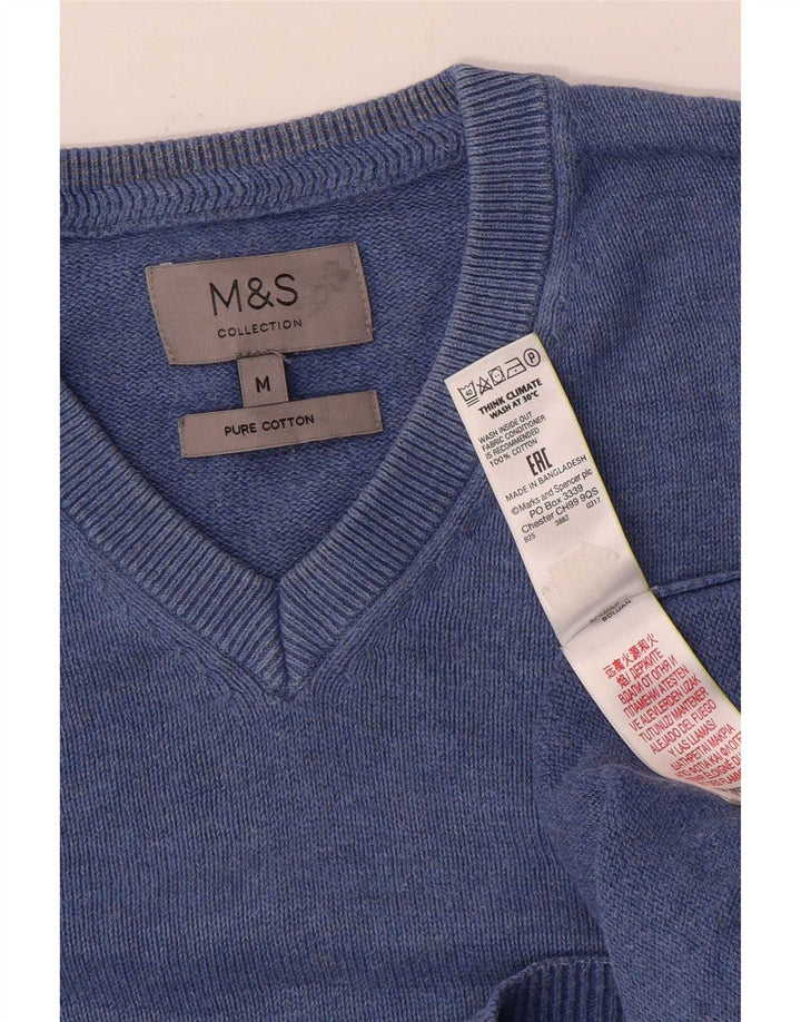Marks & Spencer Herre V-hals sweater mellemblå bomuld
