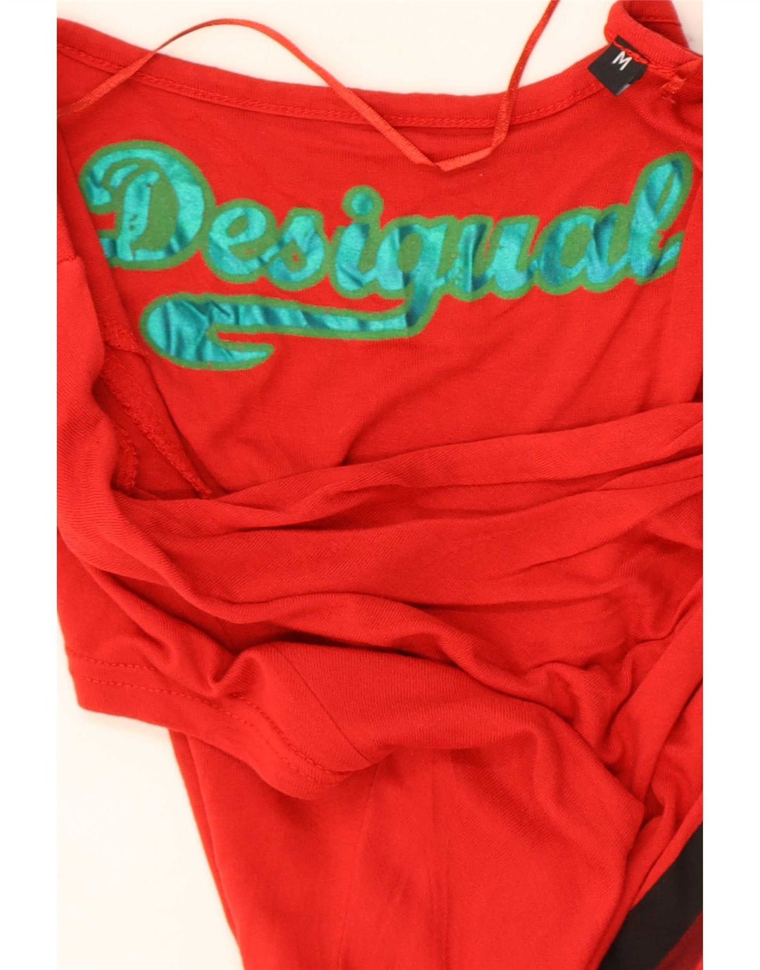 Desigual Dame Grafisk Bluse Top UK 12 Medium Rød Geometrisk