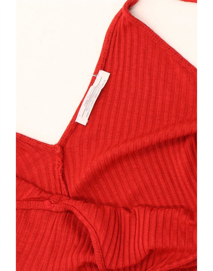 Zara Dame Trafaluc Jumpsuit uden ærmer UK 10 Lille Rød