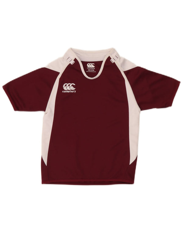 Canterbury Boys T-Shirt Top 5-6 år Burgundy Colourblock Polyester