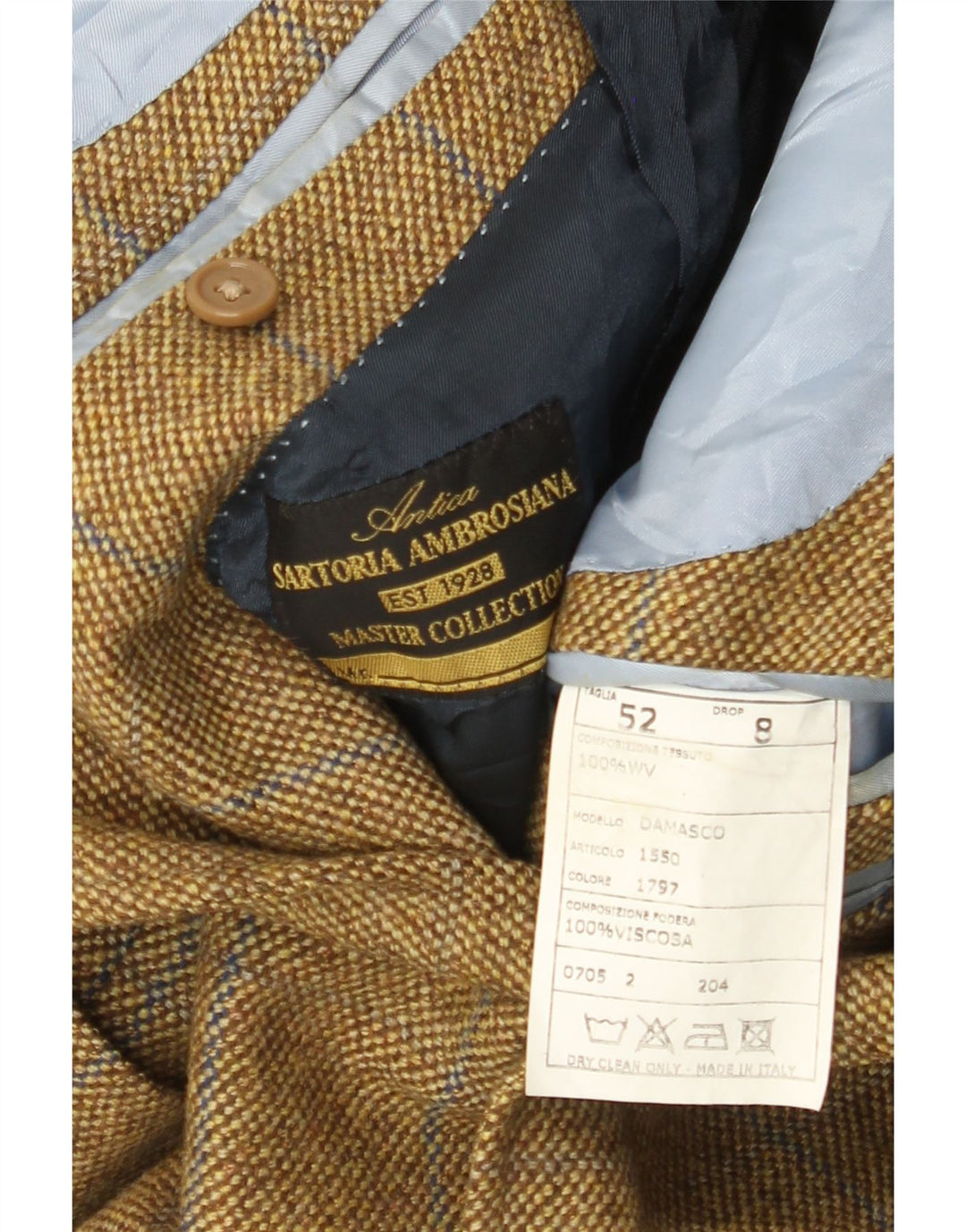 Vintage herre 3-knaps blazerjakke IT 52 XL Beige ternet uld