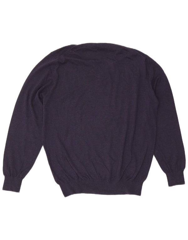 Massimo Dutti Herre V-hals sweater XL marineblå bomuld