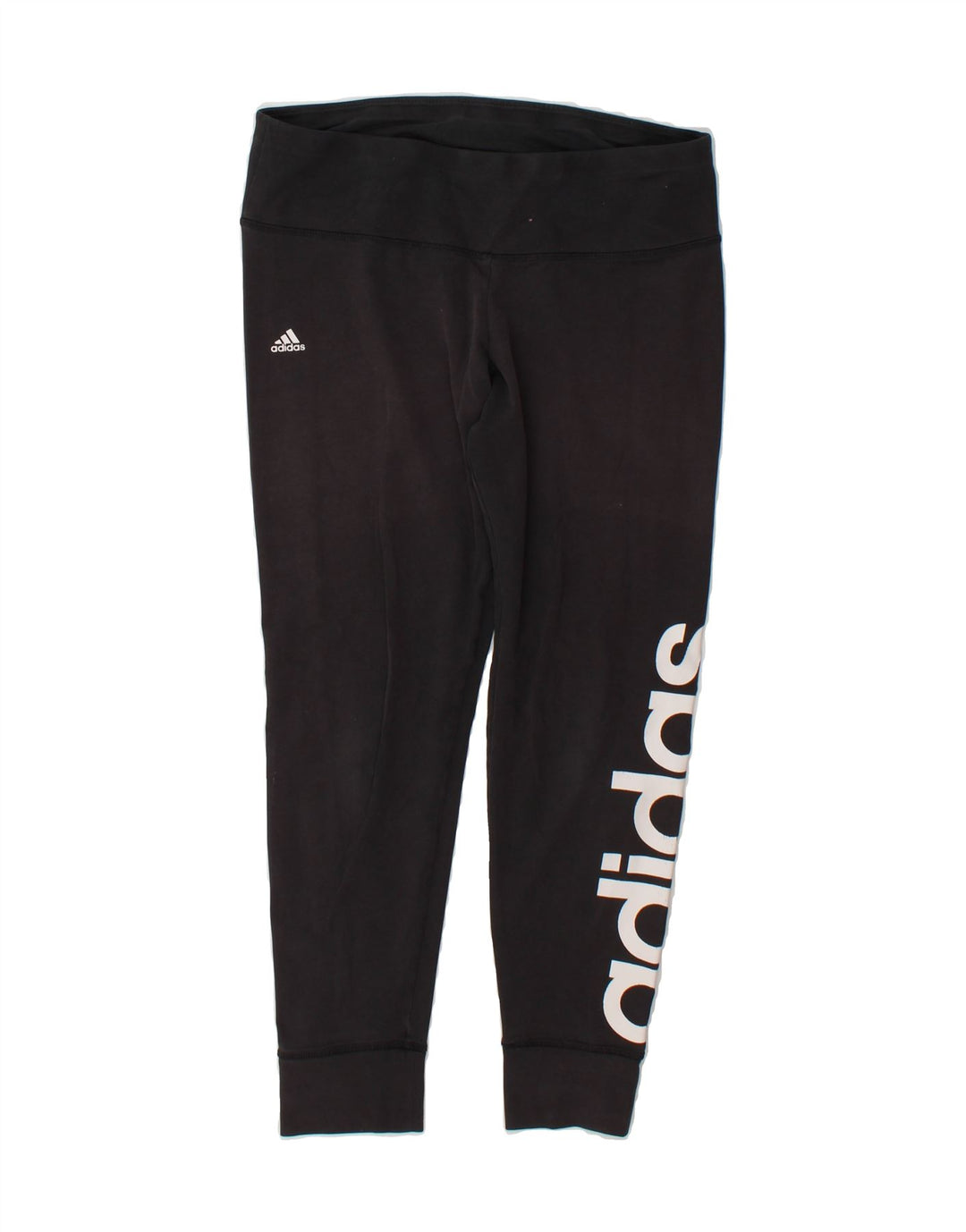 ADIDAS Womens Climalite Graphic Leggings UK 12/14 Medium Black Cotton Vintage Adidas and Second-Hand Adidas from Messina Hembry 