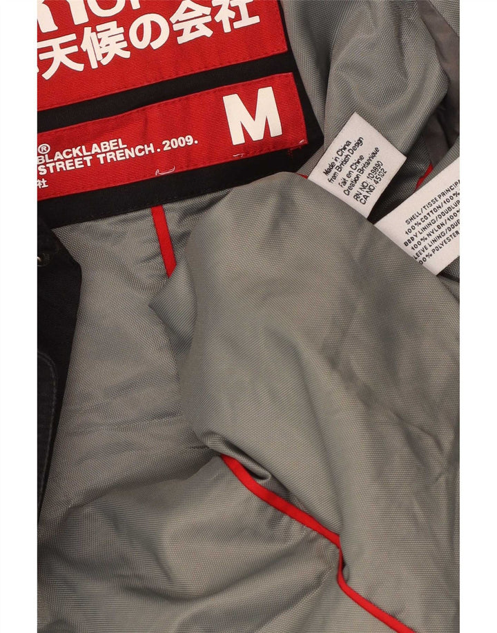 Superdry Trench Coat til mænd UK 38 medium sort bomuld