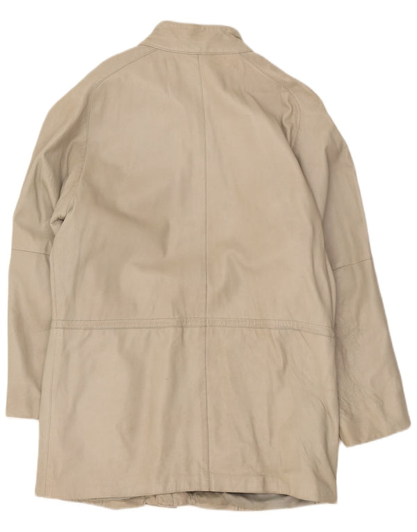 Vintage dame læderfrakke UK 14 Medium Off White