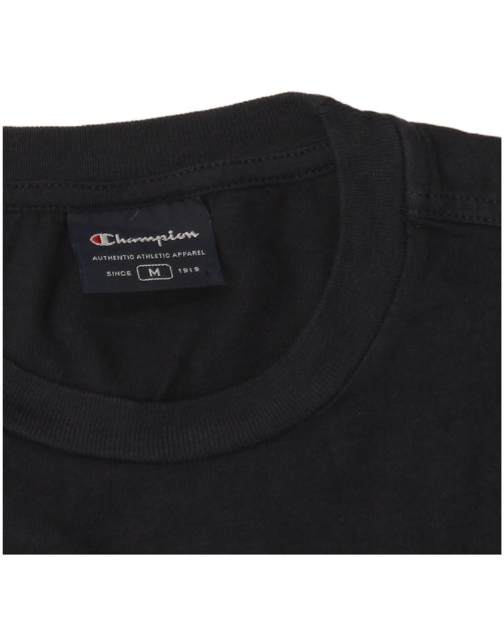 Champion Dame Grafisk T-Shirt Top UK 14 Medium Navy Blue
