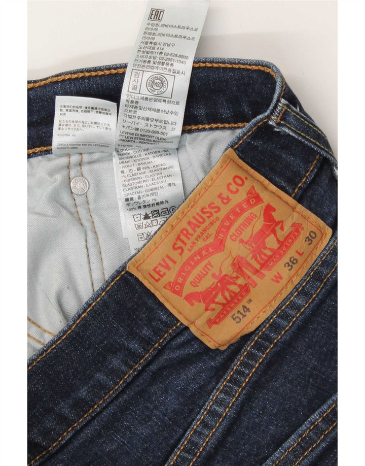 Levi's Herre 514 Straight Jeans W36 L30 Marineblå Bomuld