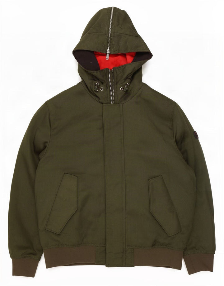Armani Herre Hooded Bomber Jacket UK 40 Large Khaki Polyester