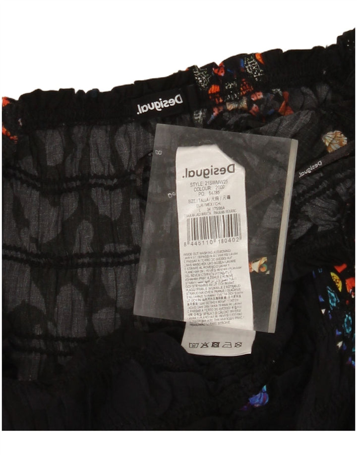 DESIGUAL Kvinder grafisk ærmeløs Jumpsuit UK 14 Large Black Floral