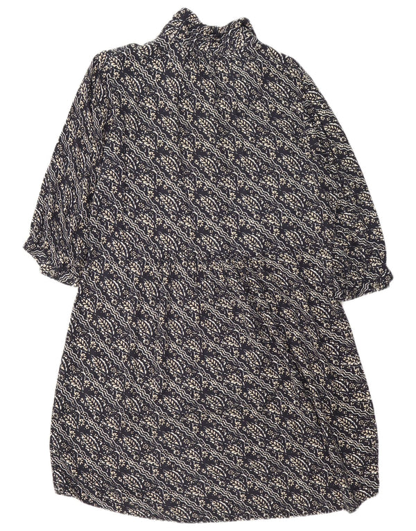 Fat Face Dame 3/4 ærmer A-Line Kjole UK 14 Large Navy Blue Floral