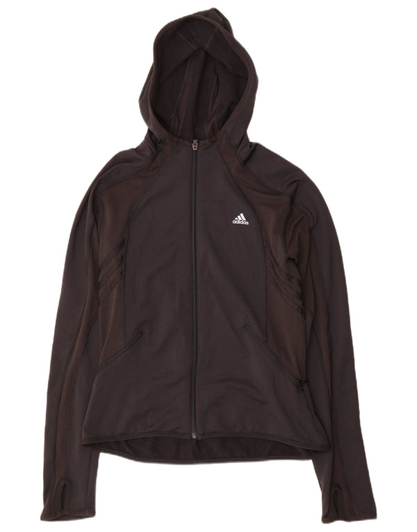 Adidas Dame Hooded Tracksuit Top Jacket UK 14 Large Black Colourblock