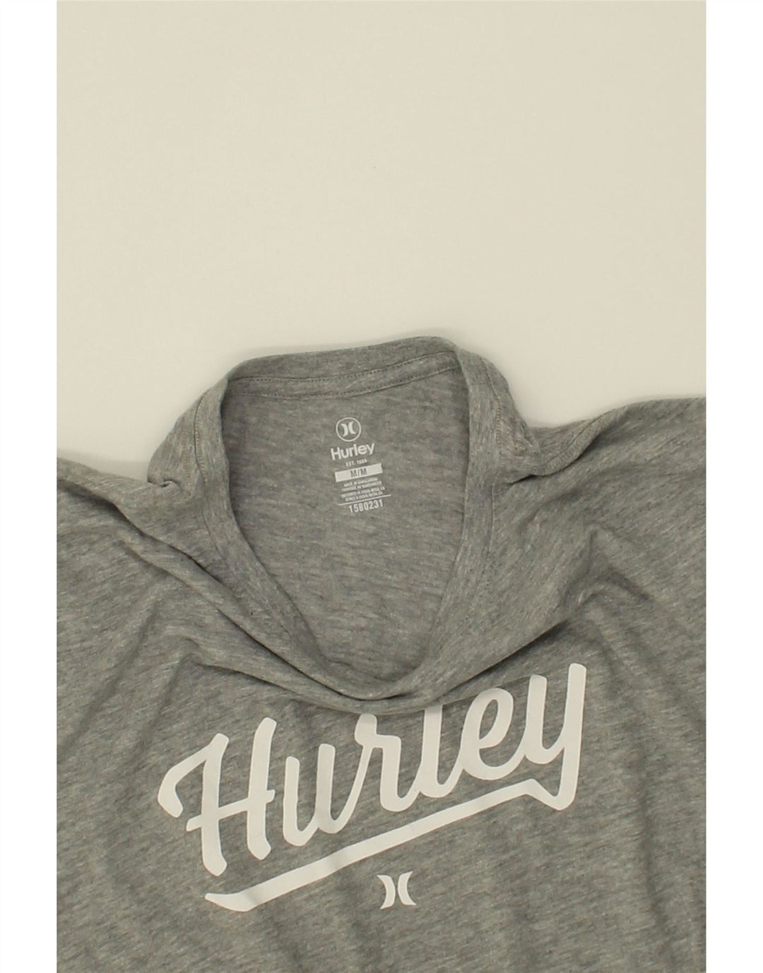 HURLEY Mens Graphic T-Shirt Top Medium Grey Flecked Cotton Vintage Hurley and Second-Hand Hurley from Messina Hembry 