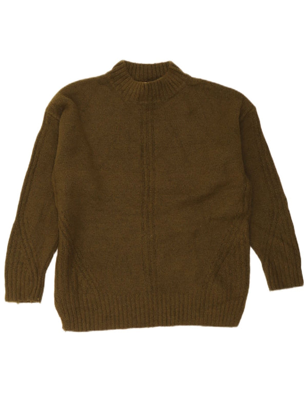 Oasis Womens Oversized Turtle Neck Jumper Sweater UK 10 Small Khaki Acrylic