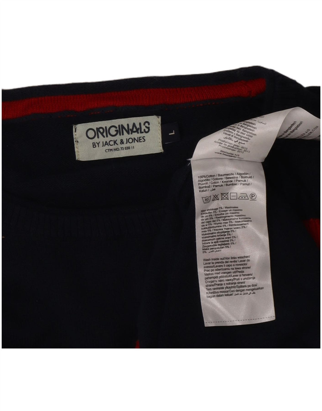 Jack & Jones Herre sweater med rund hals, stor marineblå farveblok