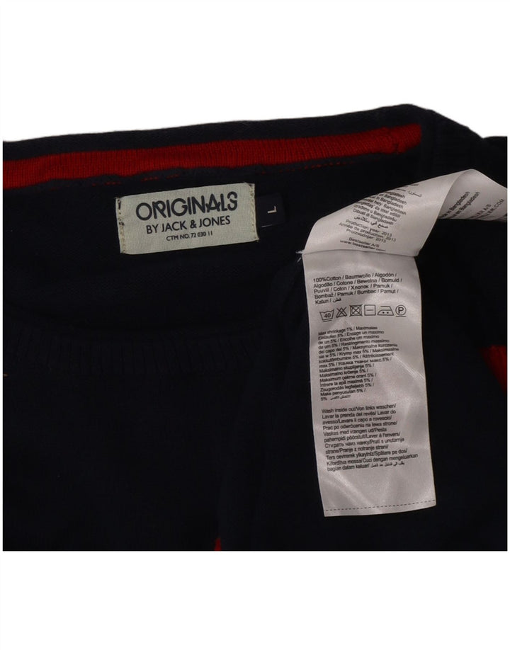 Jack & Jones Herre sweater med rund hals, stor marineblå farveblok