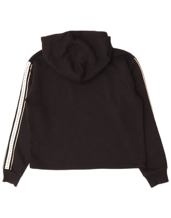 Superdry grafisk hættetrøje til kvinder UK 14 Large Black Colourblock Bomuld