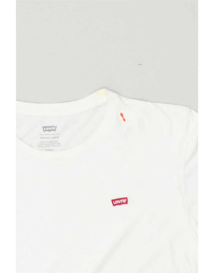 LEVI'S Womens Perfect Crew T-Shirt Top UK 10 Small White | Vintage Levi's | Thrift | Second-Hand Levi's | Used Clothing | Messina Hembry 
