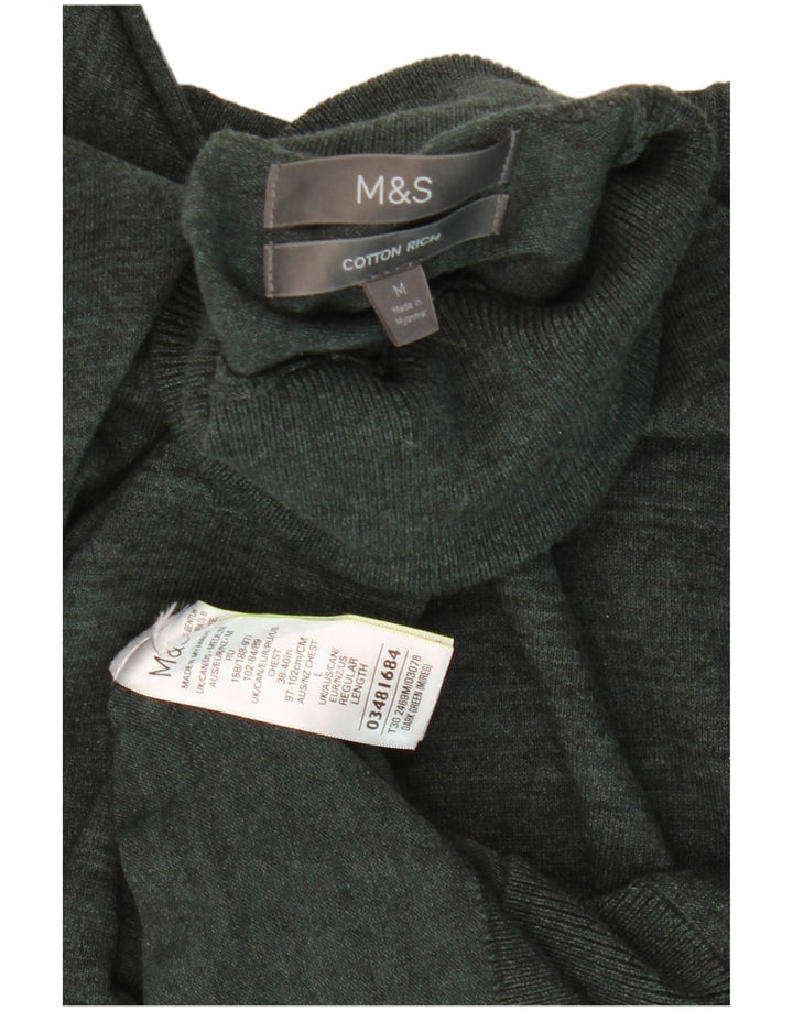 Marks & Spencer Herre Rullehals-trøjetrøje Medium Khaki-stribet bomuld