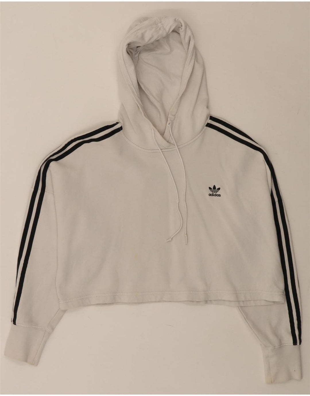 ADIDAS Dame Oversized Crop Hoodie Jumper UK 8 Small White Bomuld