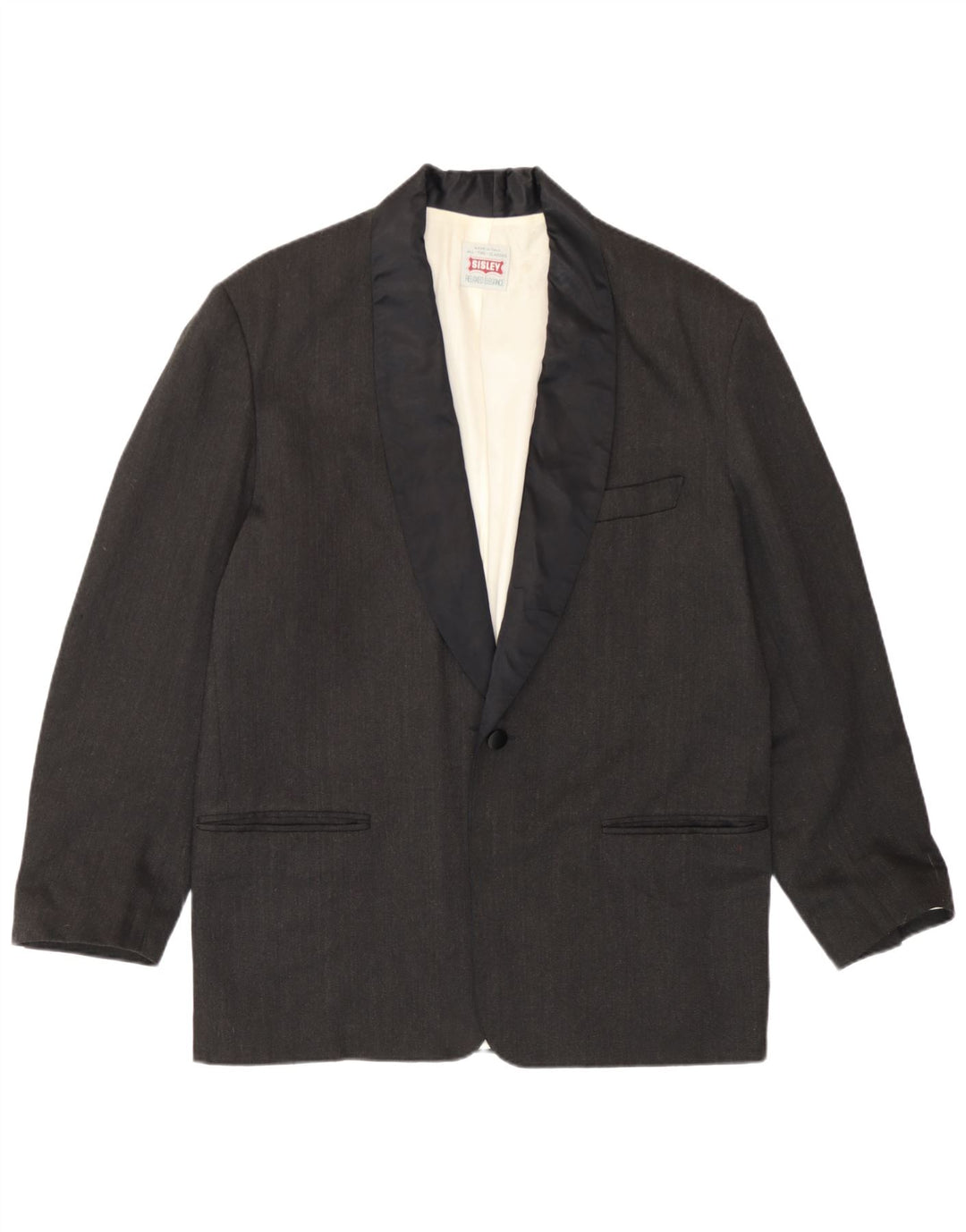 Sisley Herre 1-knaps blazerjakke UK 38 Medium Grå Polyester