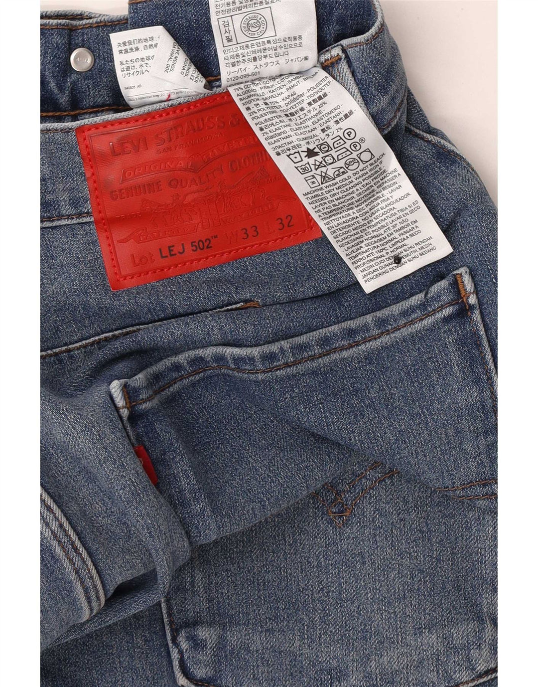 Levi's Herre 502 tilspidsede jeans W33 L32 blå bomuld