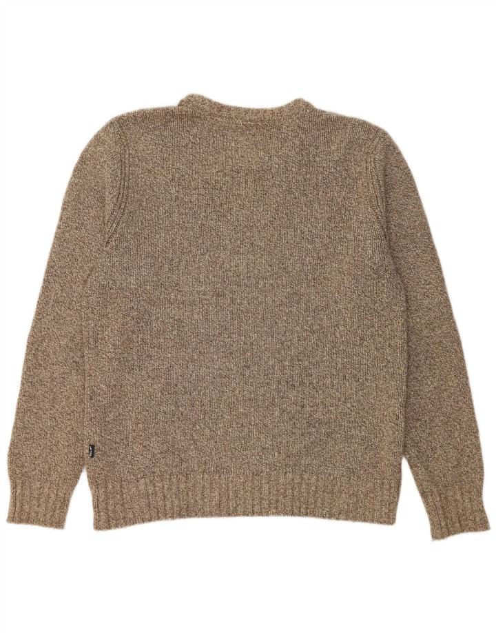 Fedt ansigt til mænd med rund hals sweater mellemgrå flekket uld