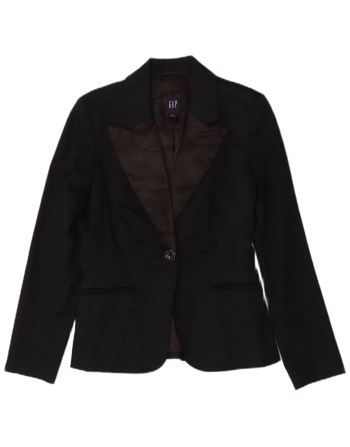 Gap Dame 1 Knap Blazer Jacket US 6 Medium Navy Blue Bomuld