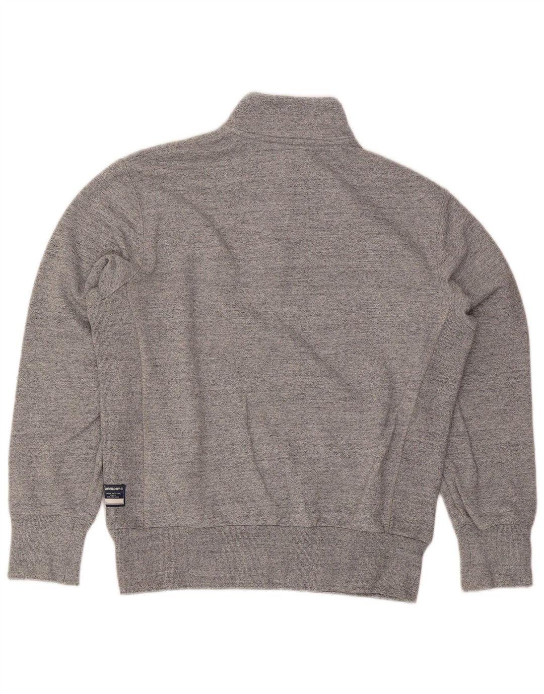 Superdry Sweatshirt med lynlås til mænd, mellemgrå, flækket bomuld