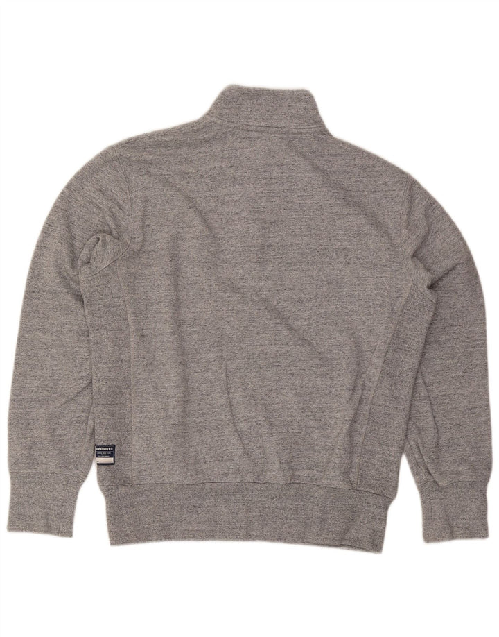 Superdry Sweatshirt med lynlås til mænd, mellemgrå, flækket bomuld