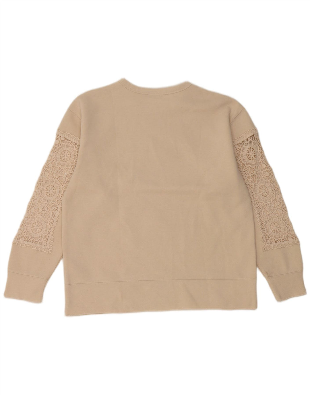 Zara Dame Oversized Sweatshirt Jumper UK 10 Small Beige Polyester