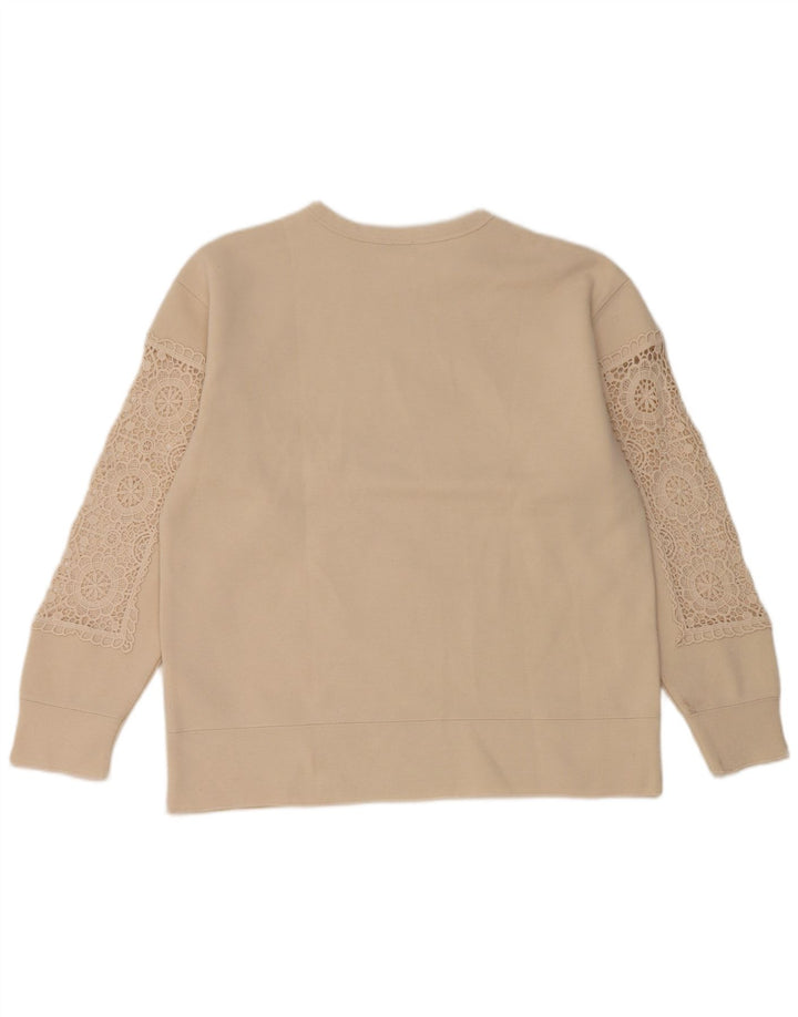 Zara Dame Oversized Sweatshirt Jumper UK 10 Small Beige Polyester