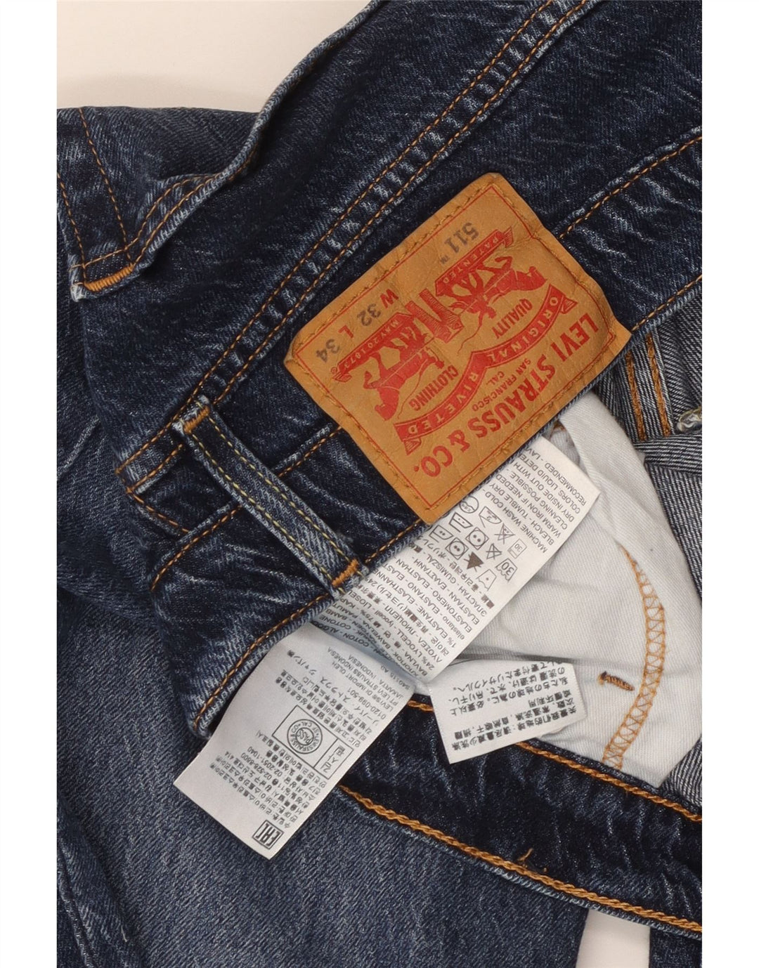LEVI'S Herre 511 Slim Jeans W32 L34 Blå Bomuld