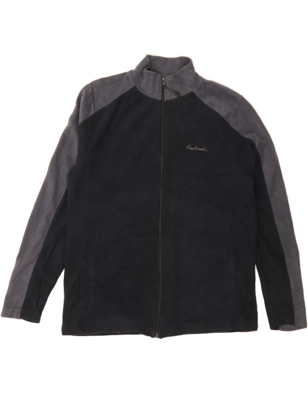 PIERRE CARDIN Mens Fleece Jacket UK 40 Large Black Colourblock Polyester Vintage Pierre Cardin and Second-Hand Pierre Cardin from Messina Hembry 
