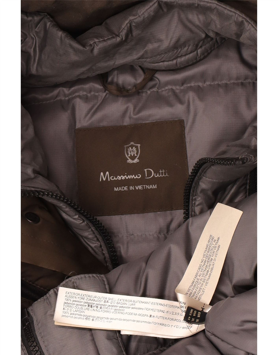 Massimo Dutti Herre polstret jakke UK 42 XL Brun Polyester