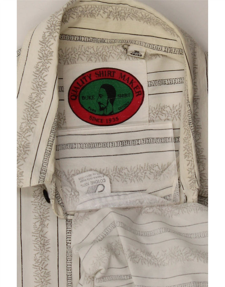 DUKE Mens Shirt XL White Striped Cotton