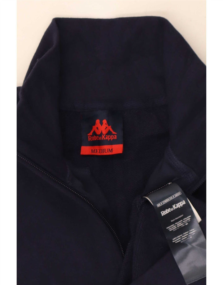 Kappa Herre Grafisk Zip Neck Sweatshirt Jumper Medium Navy Blue Bomuld