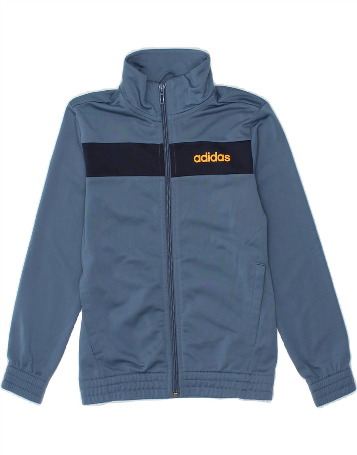 ADIDAS Boys Graphic Tracksuit Top Jacket 7-8 Years Blue Colourblock Vintage Adidas and Second-Hand Adidas from Messina Hembry 