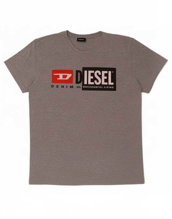 Diesel Dame Grafisk T-Shirt Top UK 20 2XL Grå