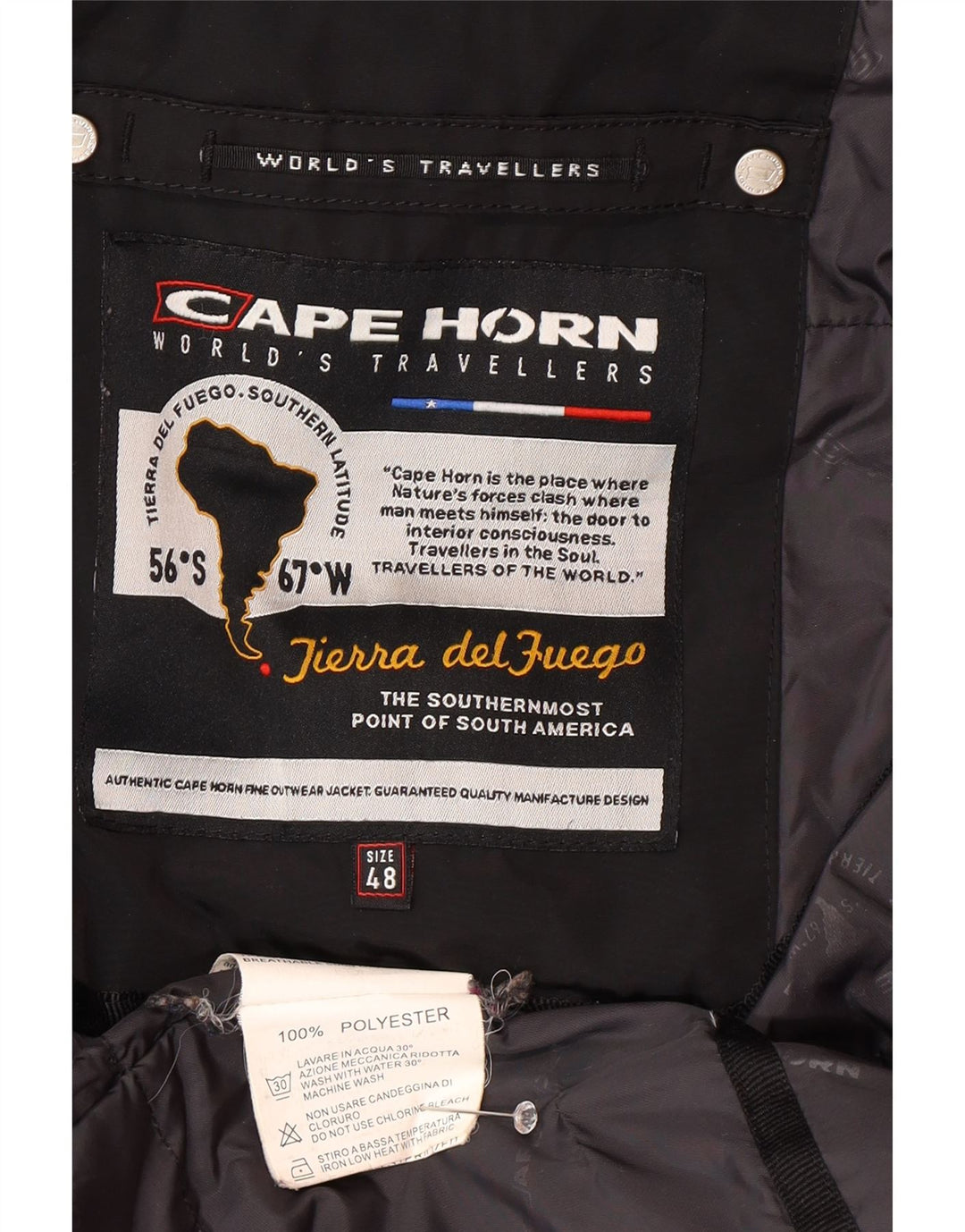 Cape Horn Herre Hooded Windbreaker Coat IT 48 Medium Sort Polyester