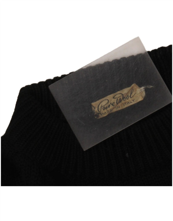 Vintage Herre Turtle Neck Jumper Sweater Medium Black Fair Isle Christmas