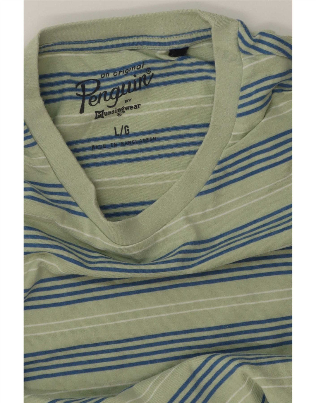 Penguin Herre T-Shirt Top Stor Grøn Stribet