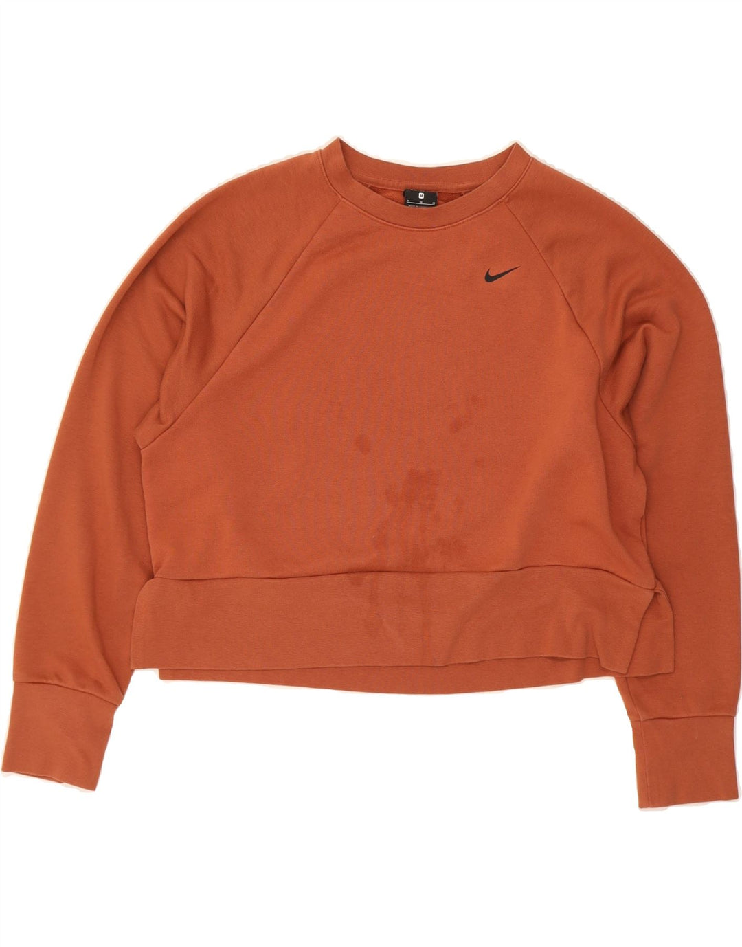 NIKE Womens Dri Fit Crop Sweatshirt Jumper UK 14 Medium Orange Vintage Nike and Second-Hand Nike from Messina Hembry 