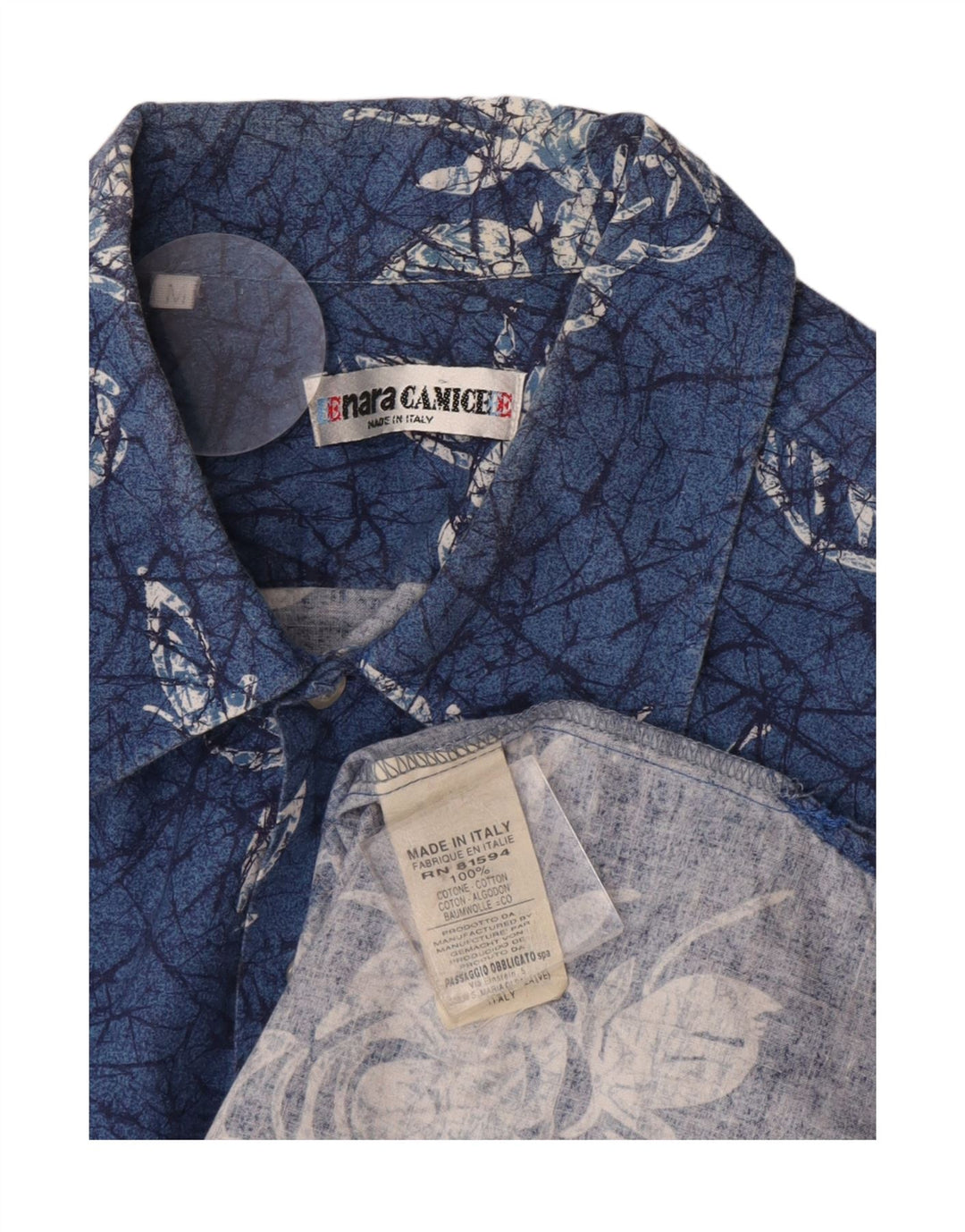Naracamicee Kortærmet Herreskjorte Medium Blue Floral Bomuld