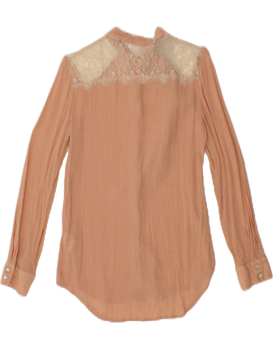 ZARA Womens Front Tie Shirt Blouse UK 10 Small Beige Colourblock Polyamide Vintage Zara and Second-Hand Zara from Messina Hembry 
