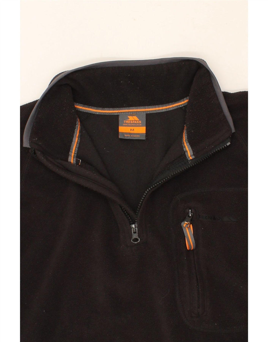 TRESPASS Mens Zip Neck Fleece Jumper Medium Black Polyester Vintage Trespass and Second-Hand Trespass from Messina Hembry 
