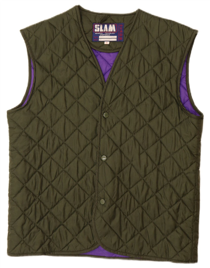 SLAM Herre Quiltet Gilet UK 38 Medium Khaki Nylon
