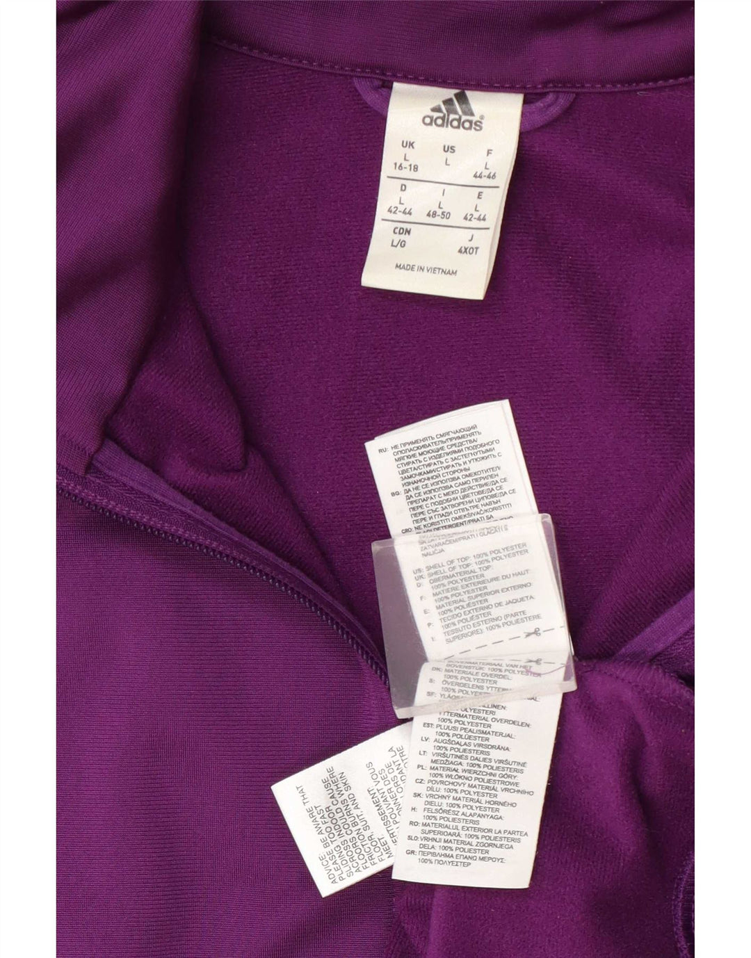 Adidas træningsdragt topjakke til kvinder UK 16/18 Stor lilla polyester