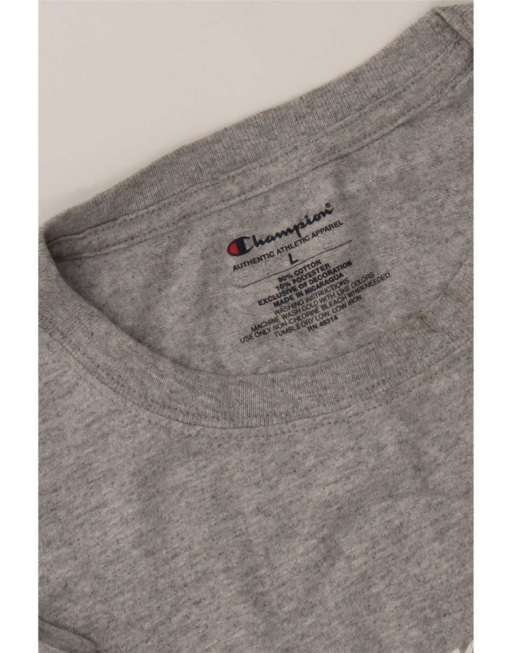 Champion Herre Grafisk T-Shirt Top Stor Grå Bomuld
