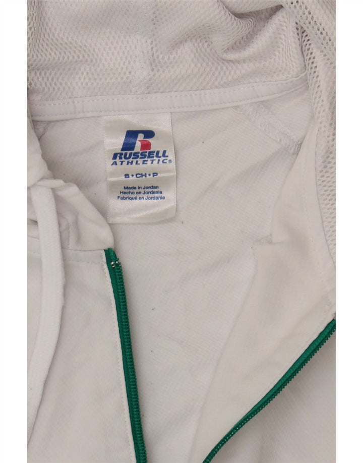 RUSSELL ATHLETIC Mens Hooded Pullover Tracksuit Top Jacket Small White Vintage Russell Athletic and Second-Hand Russell Athletic from Messina Hembry 