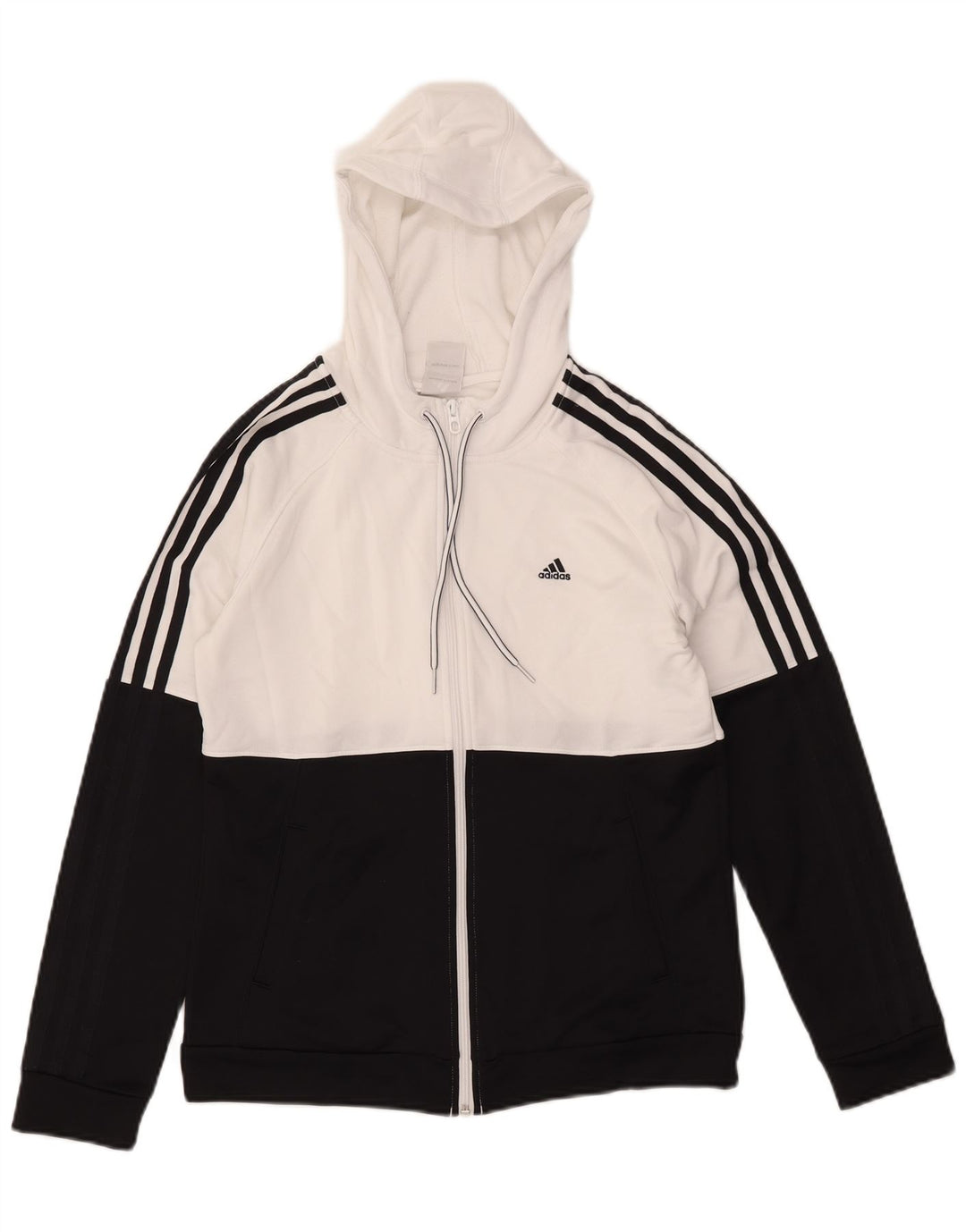 ADIDAS hættetrøje med lynlås til kvinder UK 12/14 Medium White Colourblock